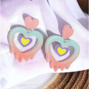 Lover Heart Earrings Statement Pink Blue Eras Tour Swiftie Gift in Box NEW